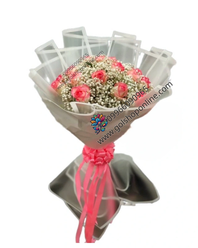 خرید دسته گل رز صرتی و گل عروس با قیمت مناسب- خاص برای خانم ها مناسب برای تولد، تبریک های فارغ التحصیلی، جشن نامزدی، خواستگاری و سورپرایزی عاشقانه